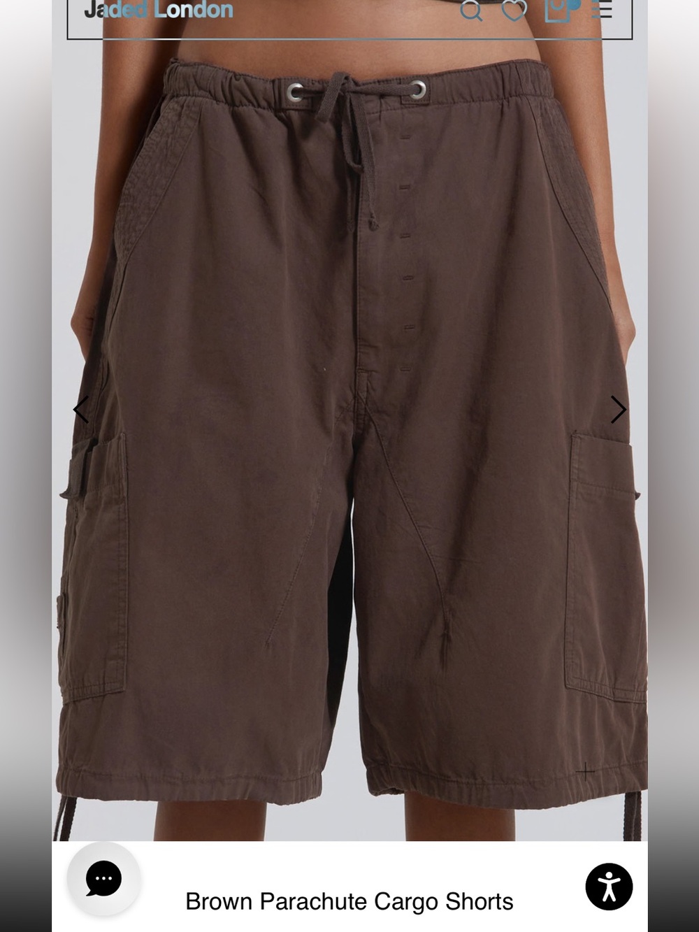 Jaded London Brown Cargo Parachute Shorts